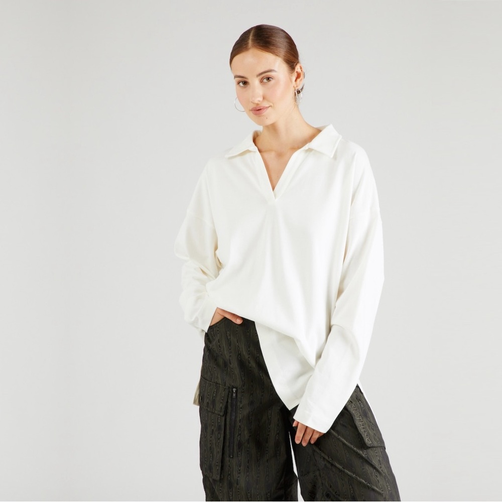 Topshop Oversize Long Sleeve Cotton Polo
Color: Cream